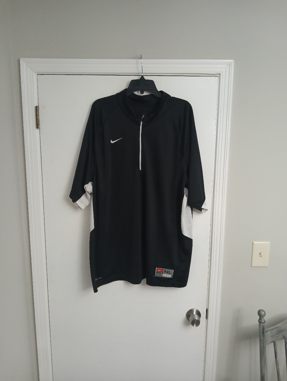 Nike Black Short-Sleeve Half-Zip Sport Top with White Details